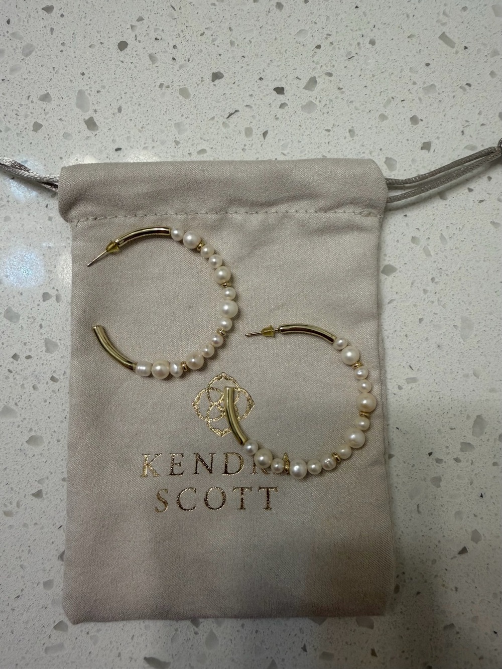 Jovie Gold Beaded Hoop Earrings in Freshwater Cultured Pearl